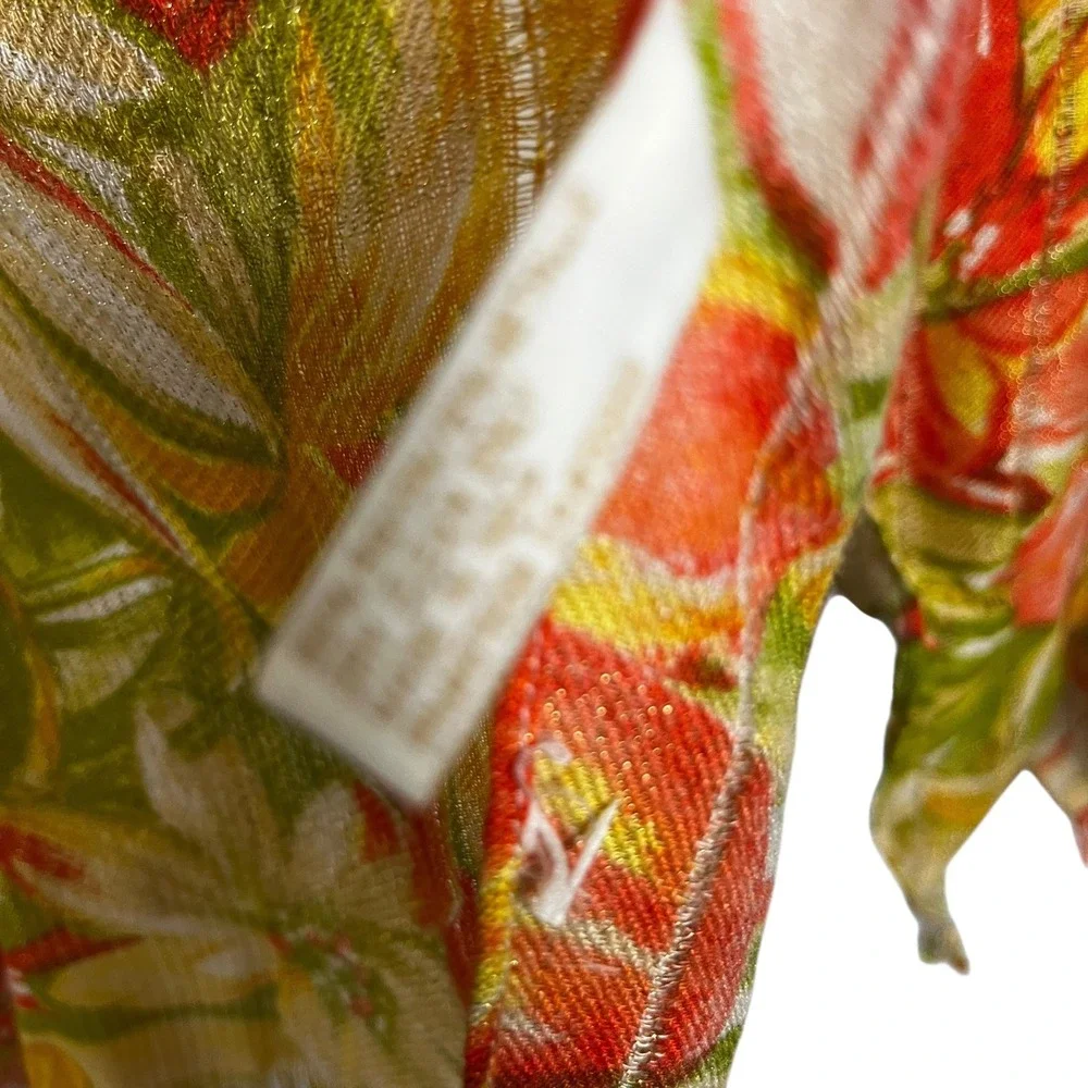 Collection Eighteen Women's Shawl Wrap Scarf 70's Retro Metallic Accents Fringed